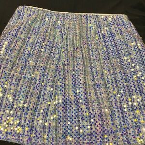 SHEIN Blue/White Sequin Mini Skirt